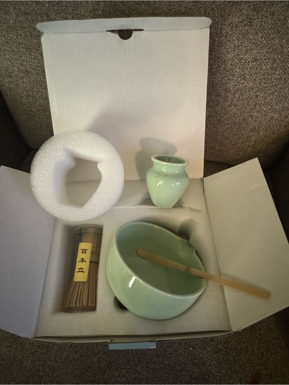 Tea Collection Celadon Green Ceramic Matcha Bowl Set with Bamboo Whisk and Scoop